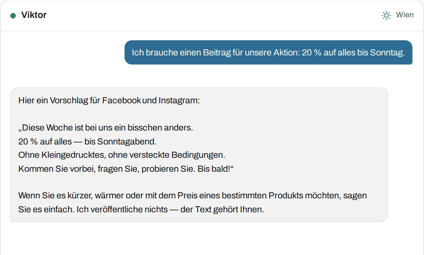 So sieht das bei Viktor aus: Marketing