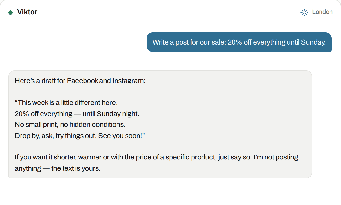 This is how it looks in Viktor: Marketing