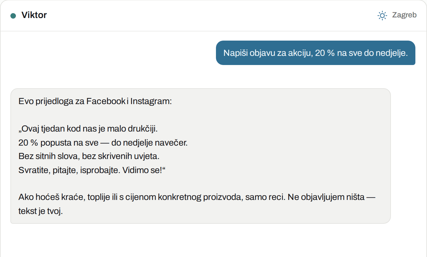 Ovako to izgleda u Viktoru: Marketing