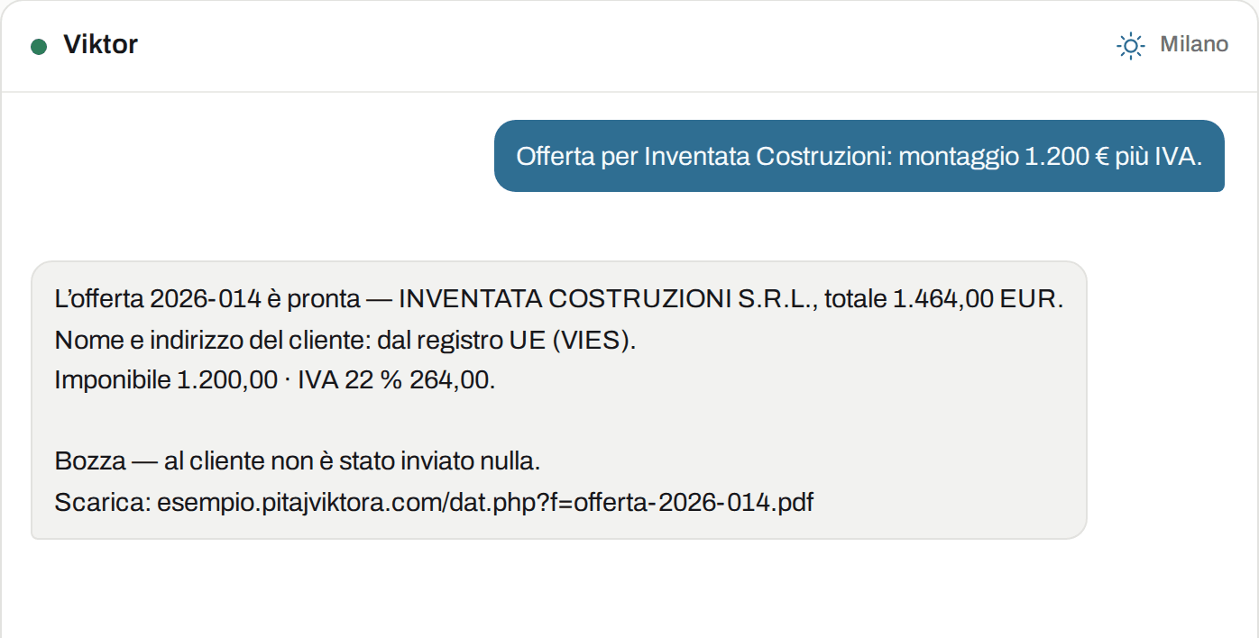 Ecco come appare in Viktor: Contabilità