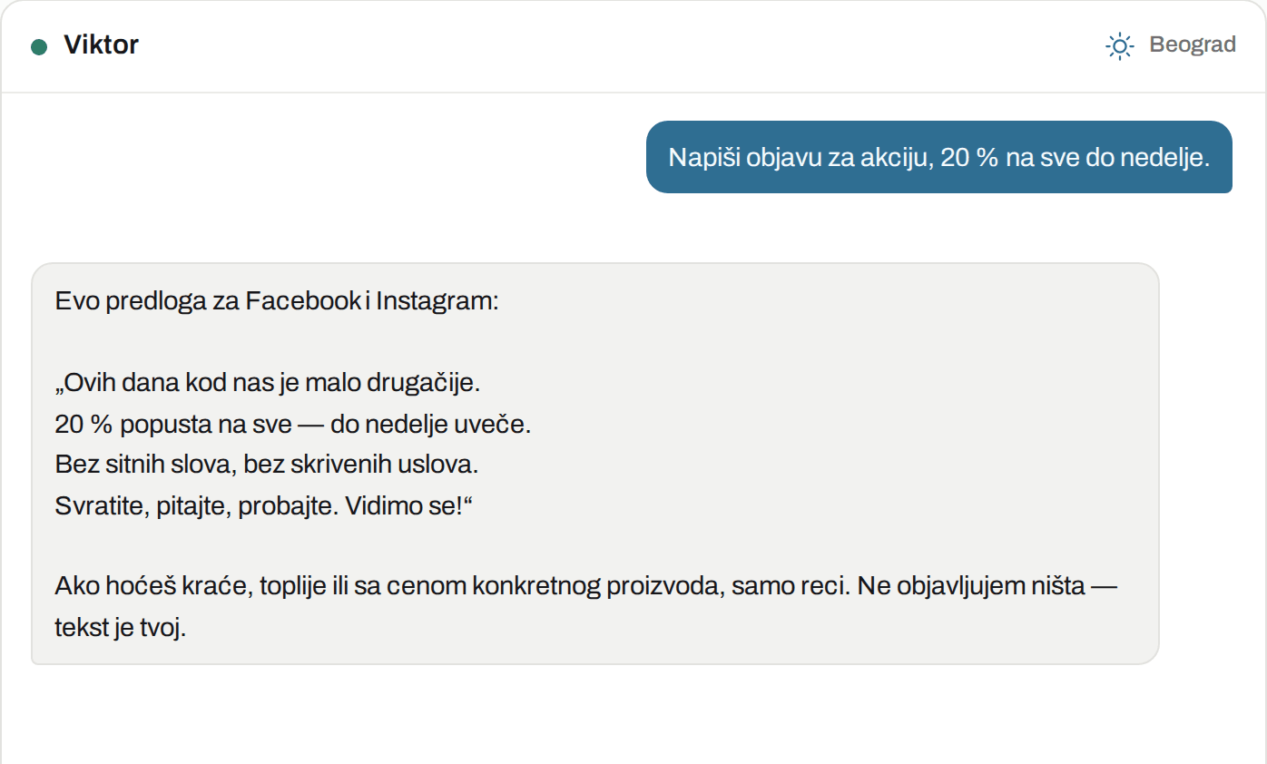 Ovako to izgleda u Viktoru: Marketing